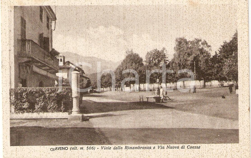 Cartolina originale da collezione 1948 GIAVENO TO Viale della RIMEMBRANZA e Via Nuova di COAZZE Cartolina FP VG 1