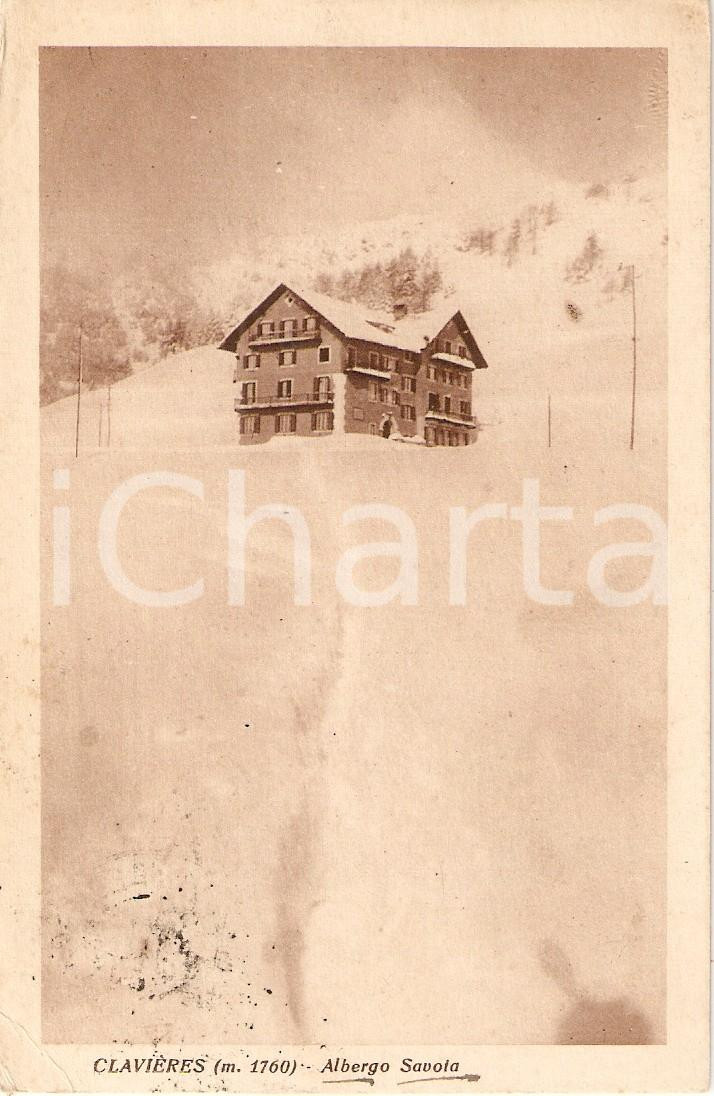 Cartolina originale da collezione 1929 CLAVIERE TO Albergo SAVOIA nel panorama innevato Cartolina FP VG 1