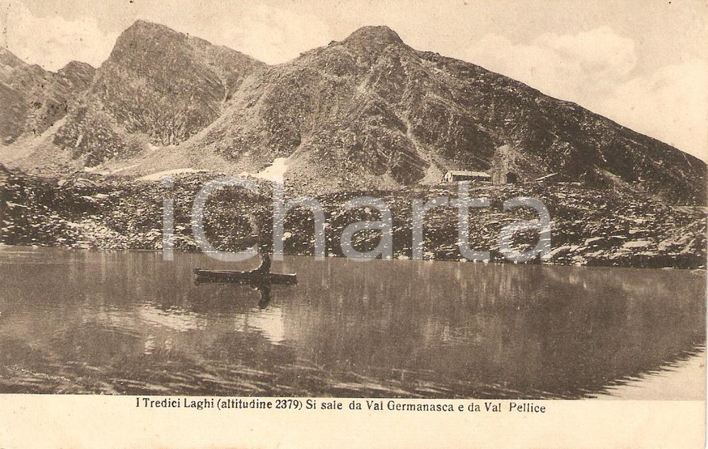 Cartolina originale da collezione 1923 TORINO Val GERMANASCA Altopiano dei Tredici Laghi Cartolina ANIMATA FP VG 1