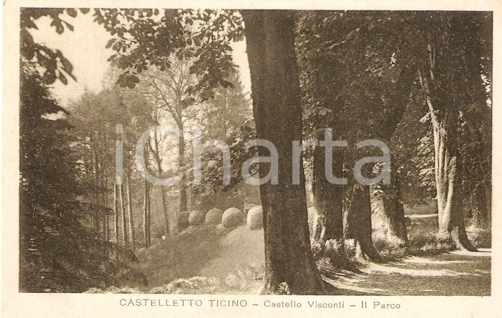 Cartolina originale da collezione 1943 CASTELLETTO SOPRA TICINO (NO) Castello VISCONTI - Il Parco *Cartolina FP VG 1