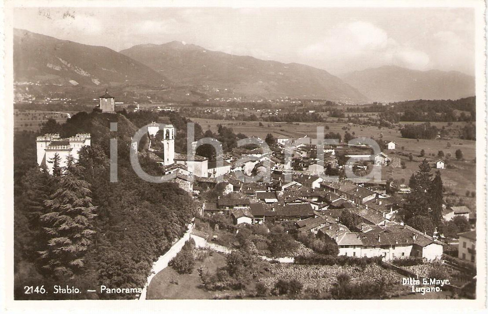 Cartolina originale da collezione 1952 STABIO SVIZZERA CANTON TICINO Panorama del paese Cartolina FP VG 1