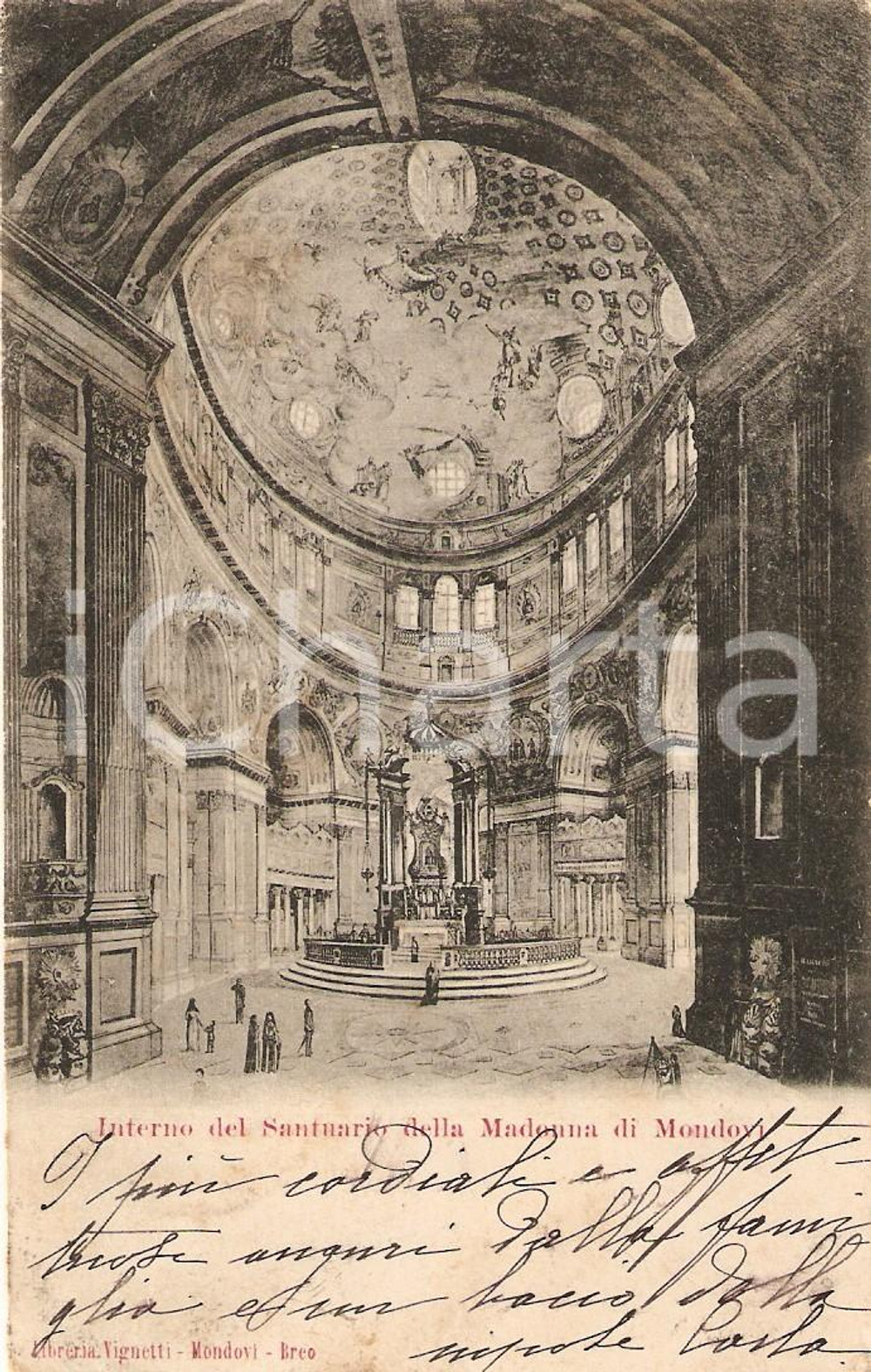 Cartolina originale da collezione 1901 VICOFORTE (CN) Interno Santuario della Madonna di MONDOVI' *Cartolina FP VG 1