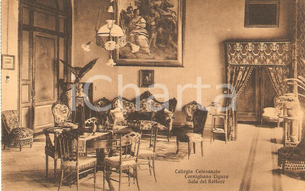 Cartolina originale da collezione 1930 ca GENOVA CORNIGLIANO Collegio CALASANZIO Sala del Rettore Cartolina FP NV 1