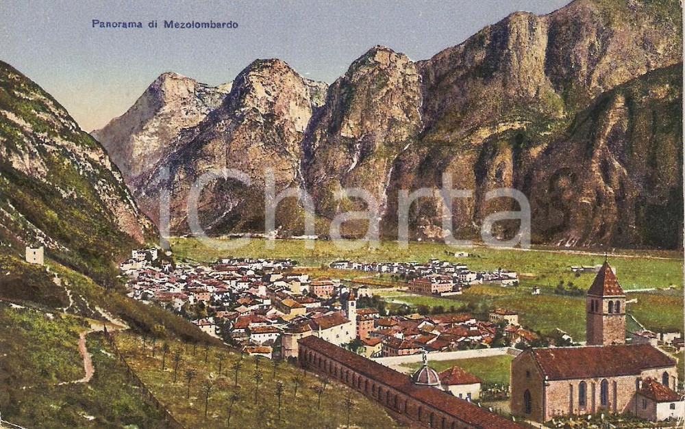 Cartolina originale da collezione 1935 ca MEZZOLOMBARDO (TN) Panorama della Piana ROTALIANA *Cartolina FP NV 1