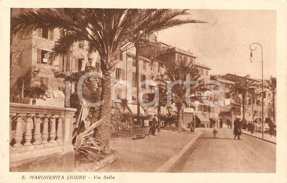 Cartolina originale da collezione 1940 ca SANTA MARGHERITA LIGURE GE Via SELLA Cartolina ANIMATA FP NV 1