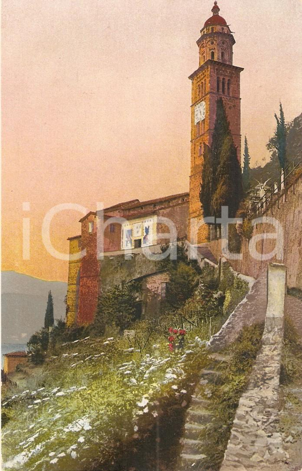 Cartolina originale da collezione 1940 ca MORCOTE (CH) Chiesa Santa Maria del Sasso Lago LUGANO *Cartolina FP NV 1