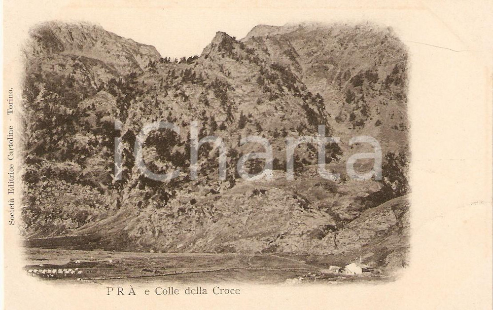Cartolina originale da collezione 1910 ca BOBBIO PELLICE (TO) Conca del PRA' e Colle della Croce *Cartolina FP NV 1
