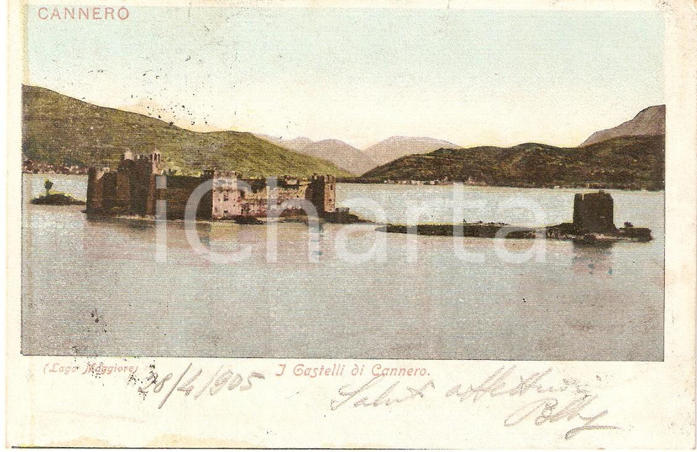 Cartolina originale da collezione 1905 CANNOBIO (VB) I Castelli di CANNERO sul Lago MAGGIORE *Cartolina FP VG 1