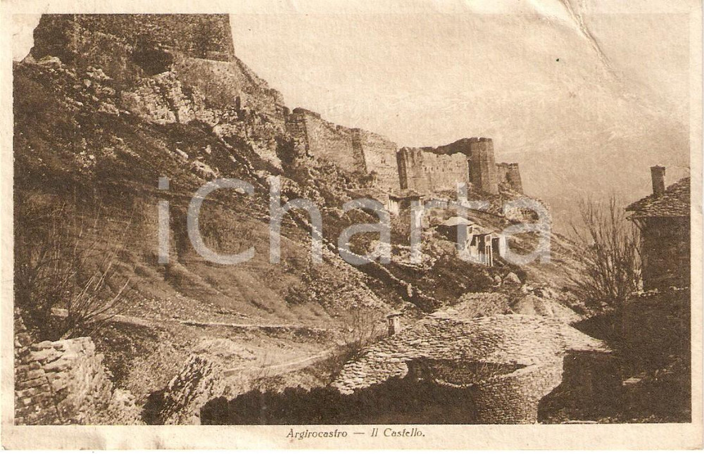 Cartolina originale da collezione 1930 ca ARGIROCASTRO ALBANIA Panorama con il Castello Cartolina FP NV 1