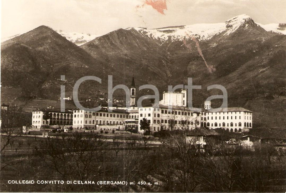 Fotografia d epoca originale 1950 ca BERGAMO Collegio Convitto di CELANA e panorama Fotografia seriale 1