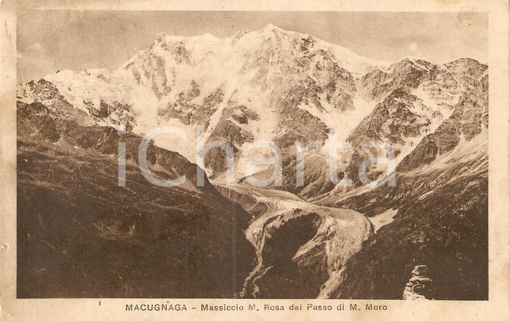 Cartolina originale da collezione 1924 MACUGNAGA (VB) Monte ROSA visto dal Passo del Monte MORO *Cartolina FP VG 1