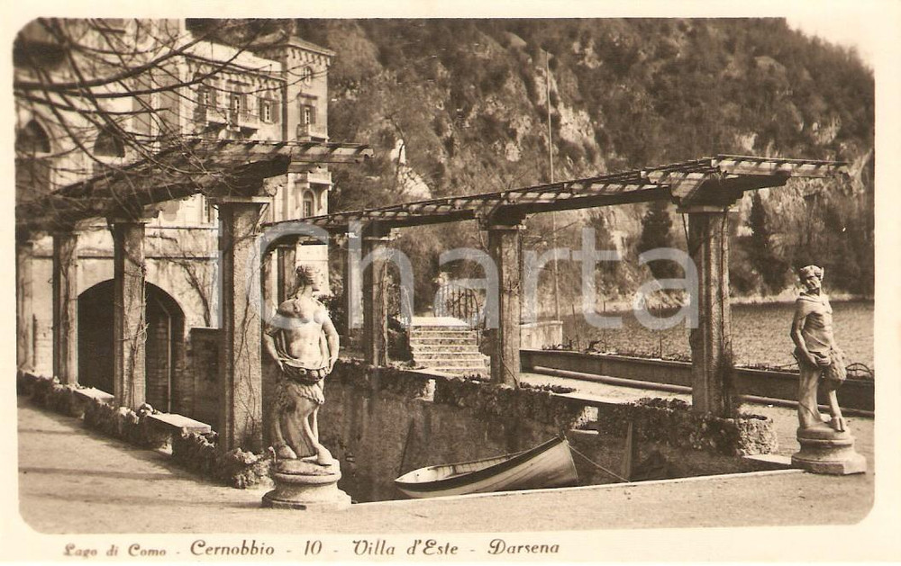 Cartolina originale da collezione 1940 ca CERNOBBIO (CO) Villa D'ESTE - La darsena *Cartolina FP NV 1