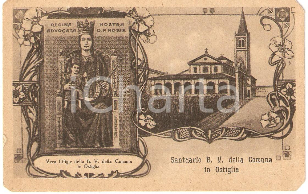 Cartolina originale da collezione 1943 OSTIGLIA MN Santuario ed effigie Beata Vergine Comuna Cartolina FP NV 1