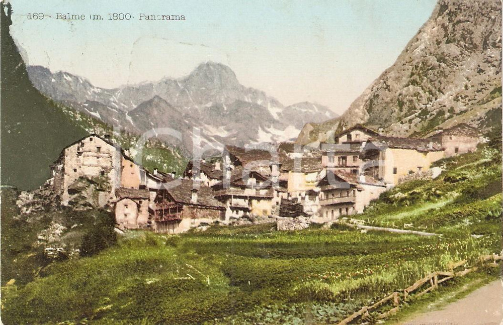 Cartolina originale da collezione 1907 BALME (TO) Veduta panoramica con il centro abitato *Cartolina FP VG 1