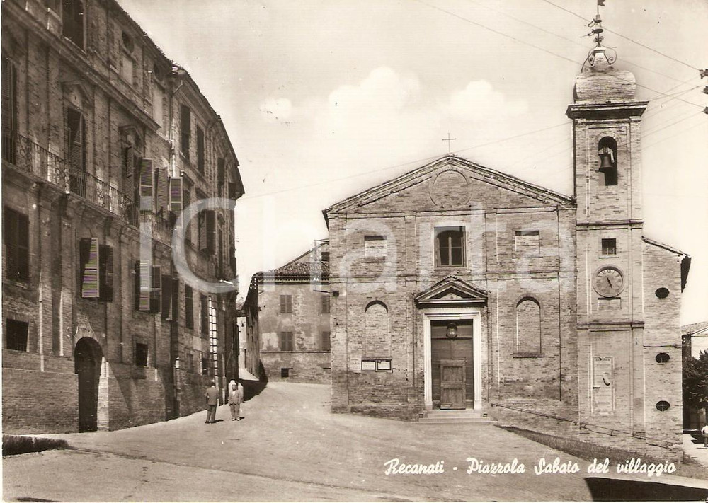 Cartolina originale da collezione 1962 RECANATI MC Palazzo Leopardi PIAZZA SABATO DEL VILLAGGIO Cartolina FG VG 1