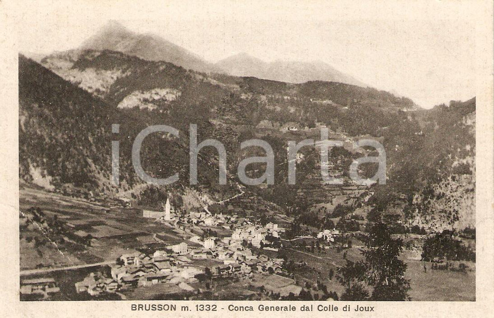 Cartolina originale da collezione 1940 ca BRUSSON (AO) VAL D'AYAS Conca Generale da Colle di JOUX *Cartolina FP NV 1