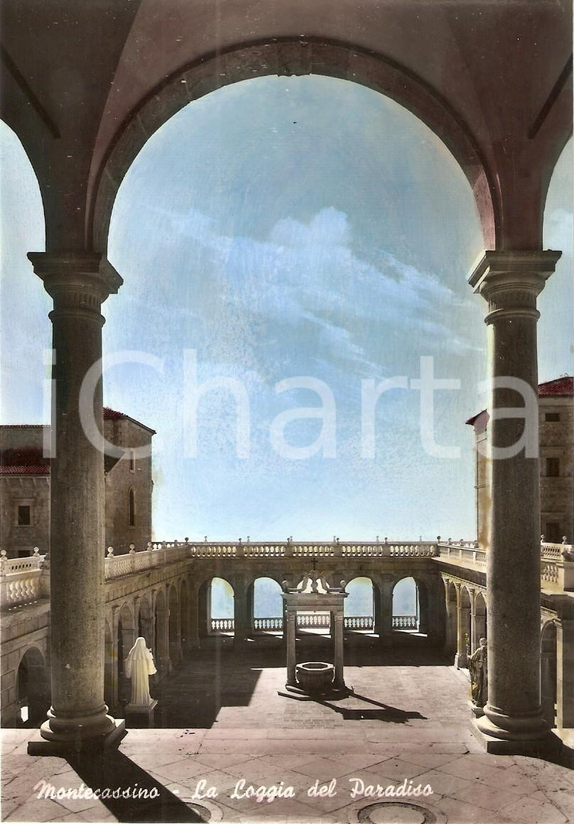 Cartolina originale da collezione 1950 ca MONTECASSINO (FR) Loggia del Paradiso *Cartolina FG NV 1