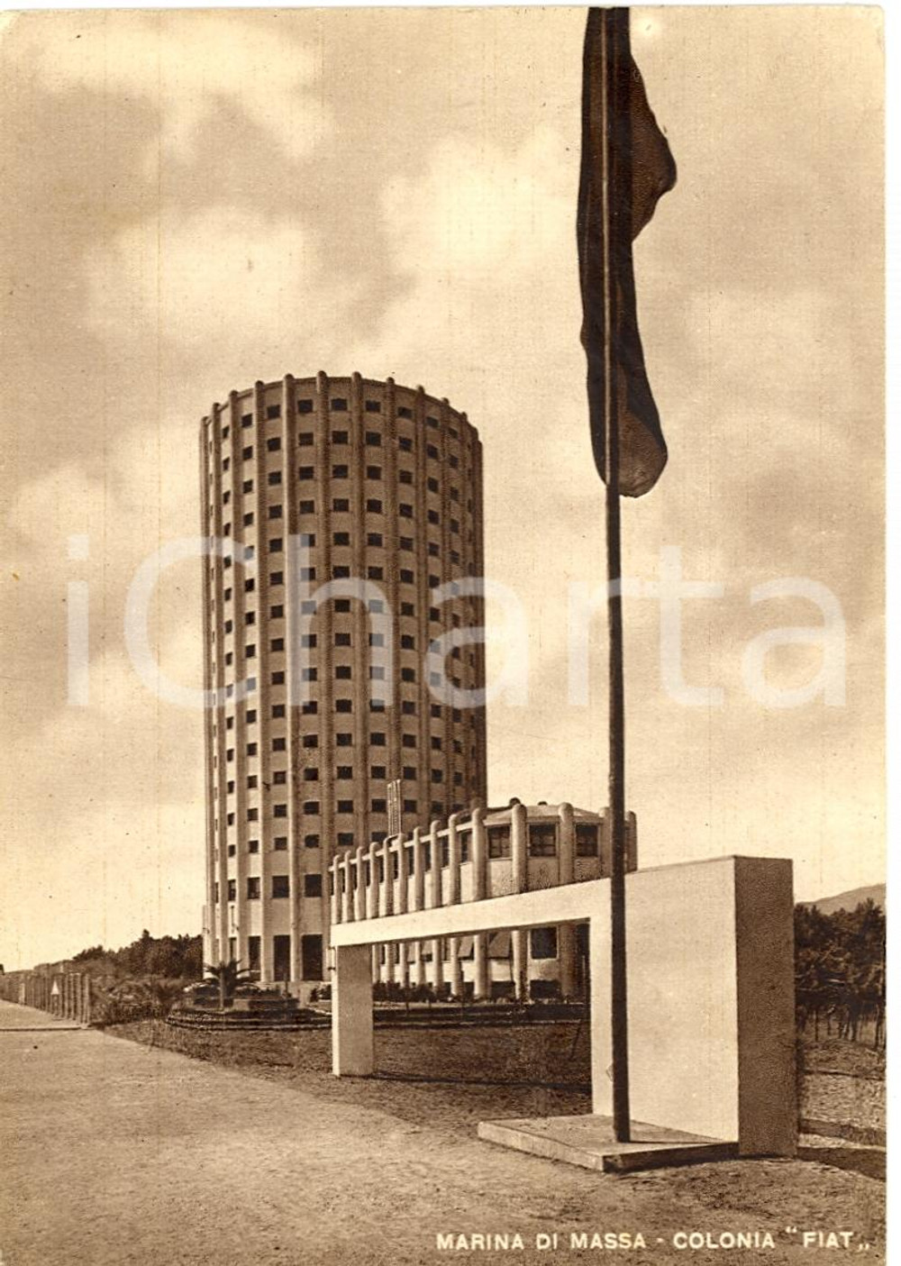 Cartolina originale da collezione 1955 ca MARINA DI MASSA (MS) Veduta della colonia FIAT 1