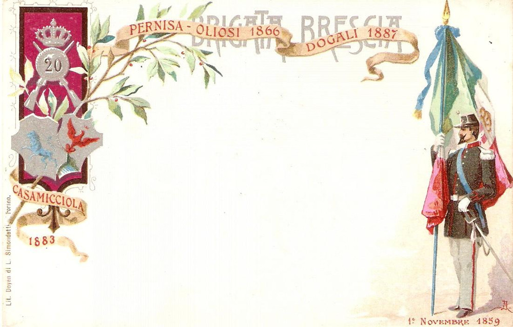 Cartolina originale da collezione 1900 ca BRIGATA BRESCIA 20° Battaglione meccanizzato MONTE SAN MICHELE Cartolina 1