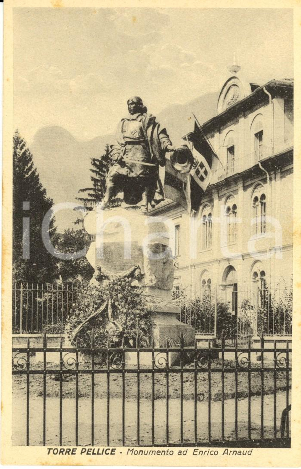 Cartolina originale da collezione 1930 ca TORRE PELLICE (TO) Il monumento ad Enrico ARNAUD *Cartolina postale FP 1