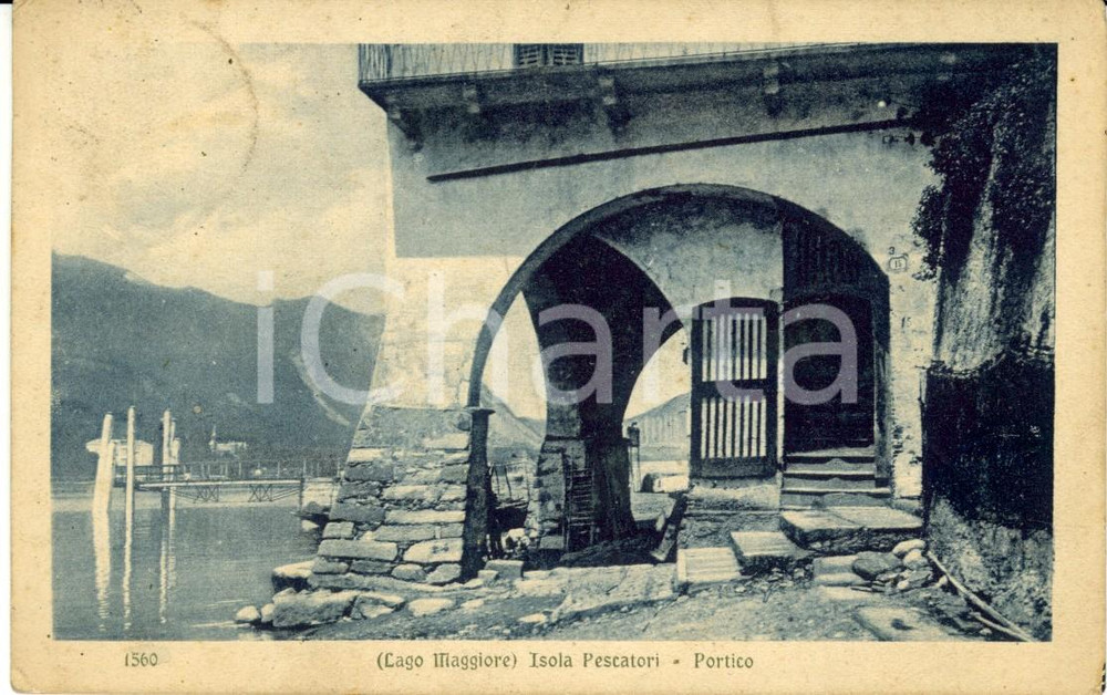 Cartolina originale da collezione 1923 STRESA VB Lago MAGGIORE Portico di una casa sull Isola dei PESCATORI FP 1