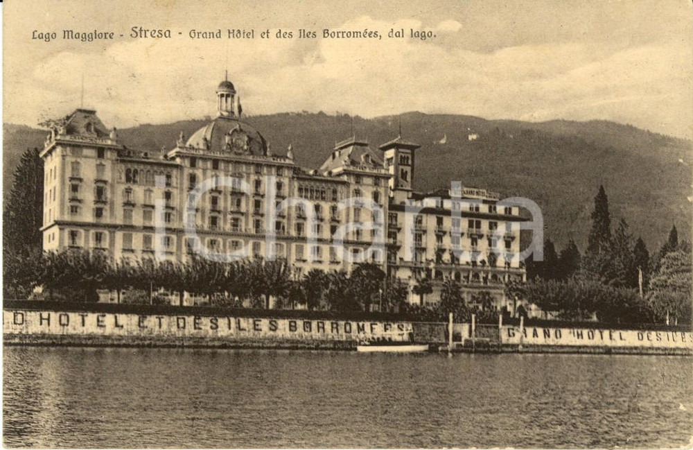 Cartolina originale da collezione 1926 STRESA VB Il Grand Hotel et des ILES BORROMEES visto dal Lago MAGGIORE FP 1