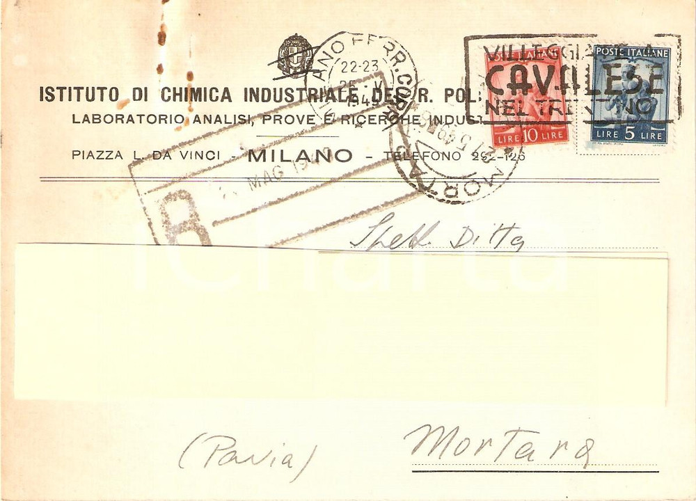 Cartolina originale da collezione 1949 MILANO Istituto Chimica Industriale REGIO POLITECNICO Cartolina Commerciale 1