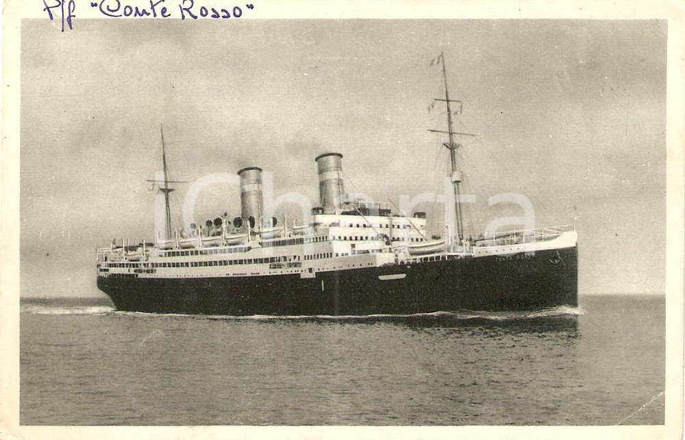 Cartolina originale da collezione 1930 ca MARINA MERCANTILE Piroscafo CONTE ROSSO Lloyd Sabaudo *Cartolina 1