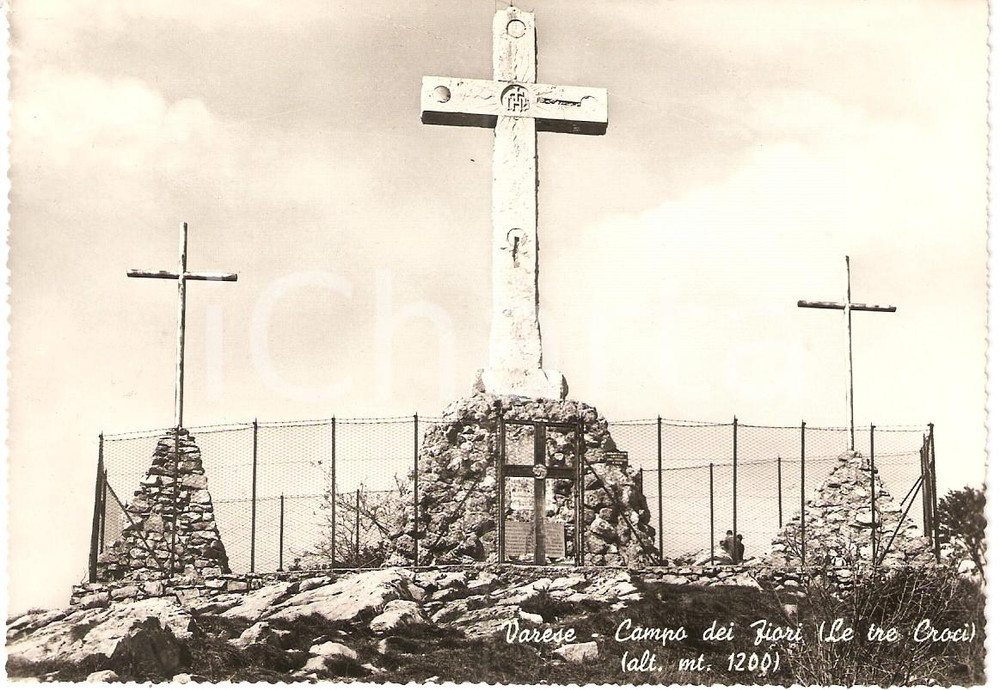 Cartolina originale da collezione 1950 ca VARESE Le tre croci di CAMPO DEI FIORI *Cartolina FG NV 1