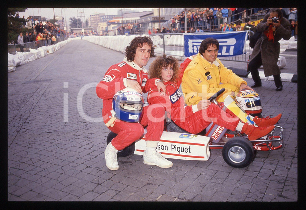 35mm vintage slide* 1988 AIRC Gara beneficenza - Nelson PIQUET con Alain PROST 3