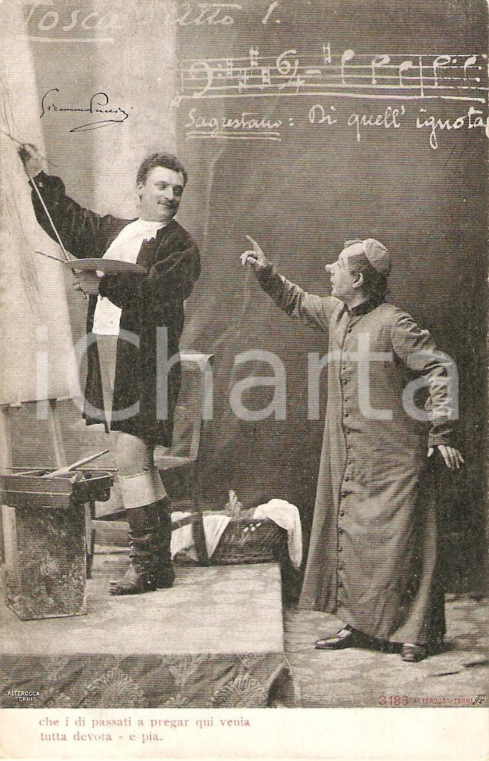 Cartolina originale da collezione 1900 ca TEATRO TOSCA Atto I A pregar qui venia tutta devota e pia Cartolina FP 1