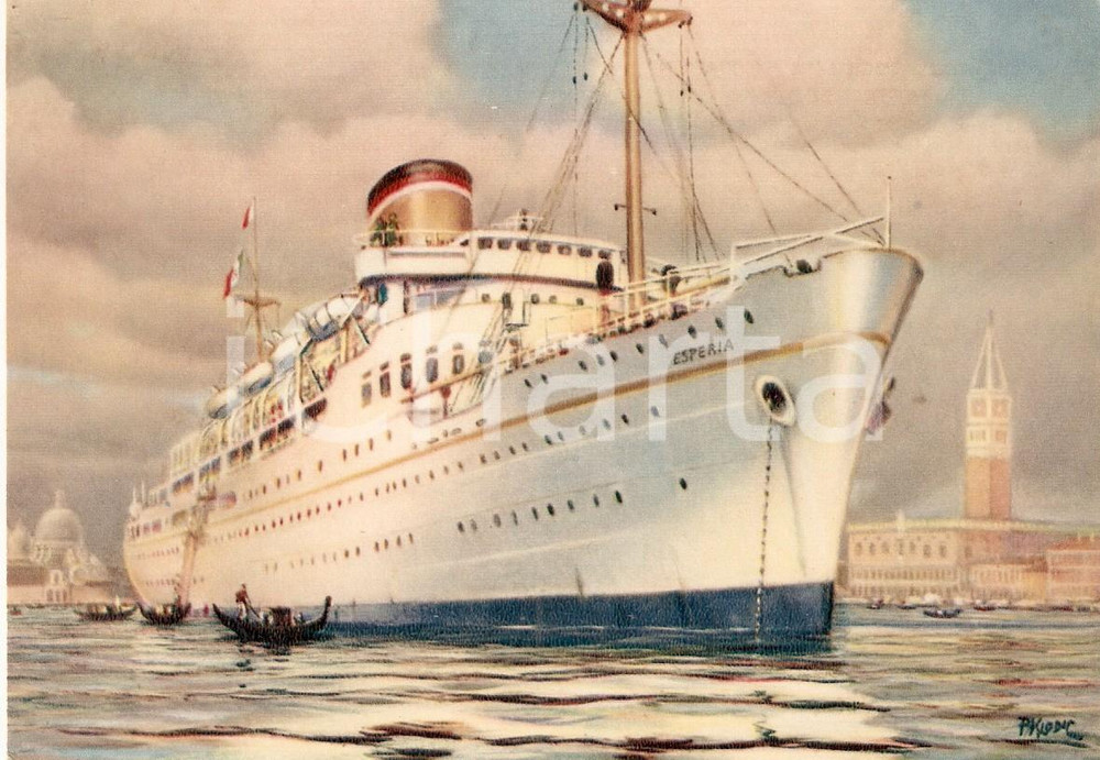 Cartolina originale da collezione 1955 VENEZIA Paquebot ESPERIA Società Navigazione ADRIATICA Cartolina 2 1