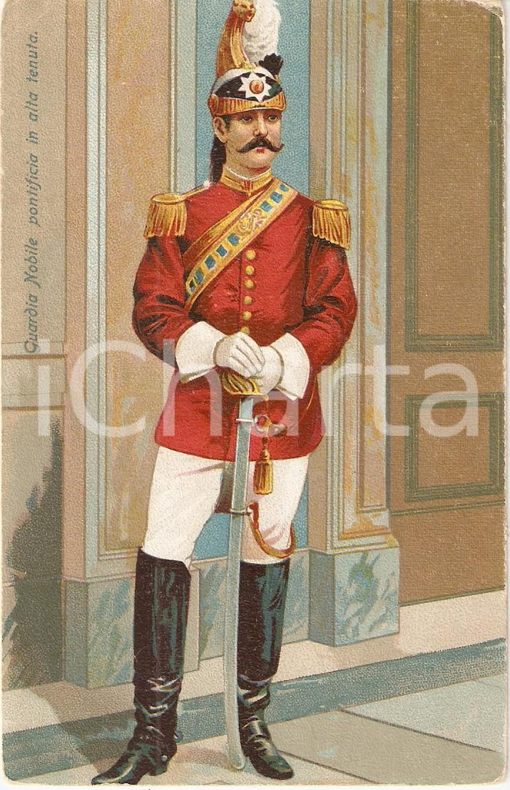 Cartolina originale da collezione 1915 ca VATICANO Guardia nobile pontificia in alta tenuta Cartolina ILLUSTRATA 1