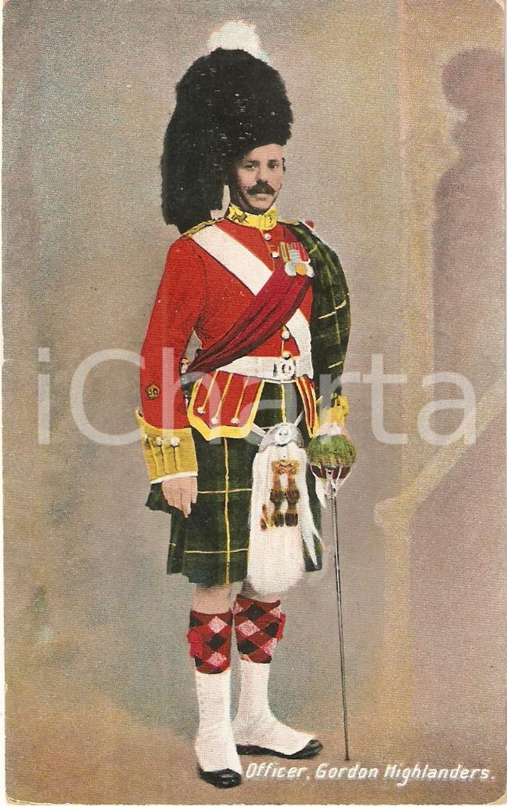 Cartolina originale da collezione 1920 ca UNITED KINGDOM British Army GORDON HIGHLANDERS Officer *Cartolina FP NV 1