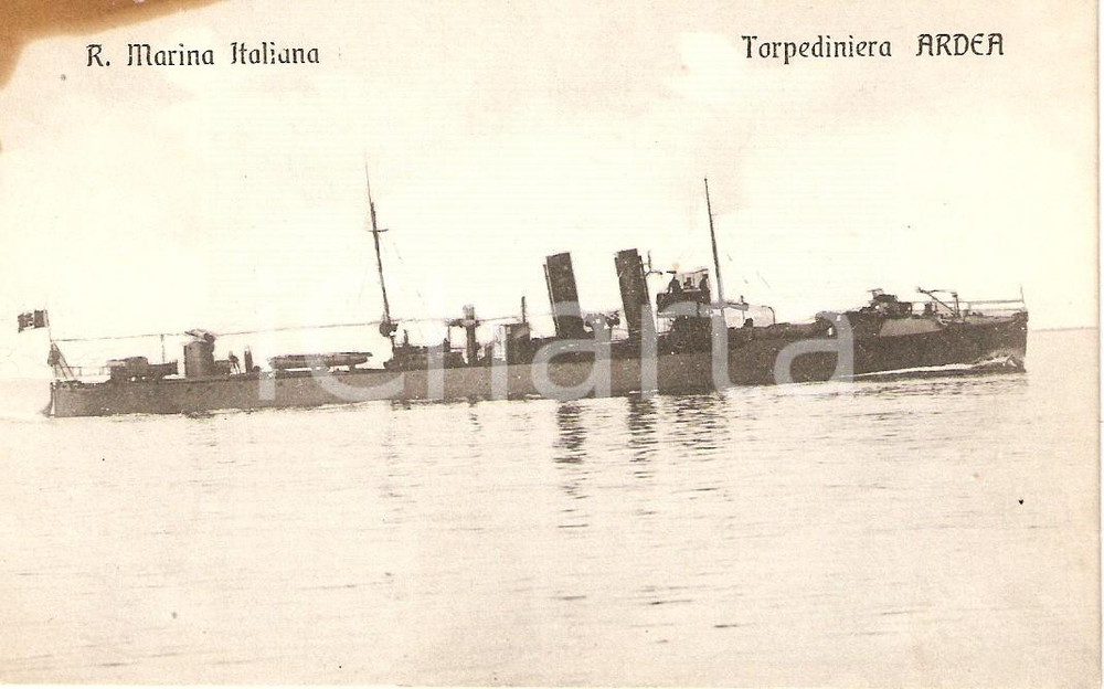 Cartolina originale da collezione 1910 ca MARINA MILITARE Regia nave ARDEA Torpediniera Cartolina DANNEGGIATA 1