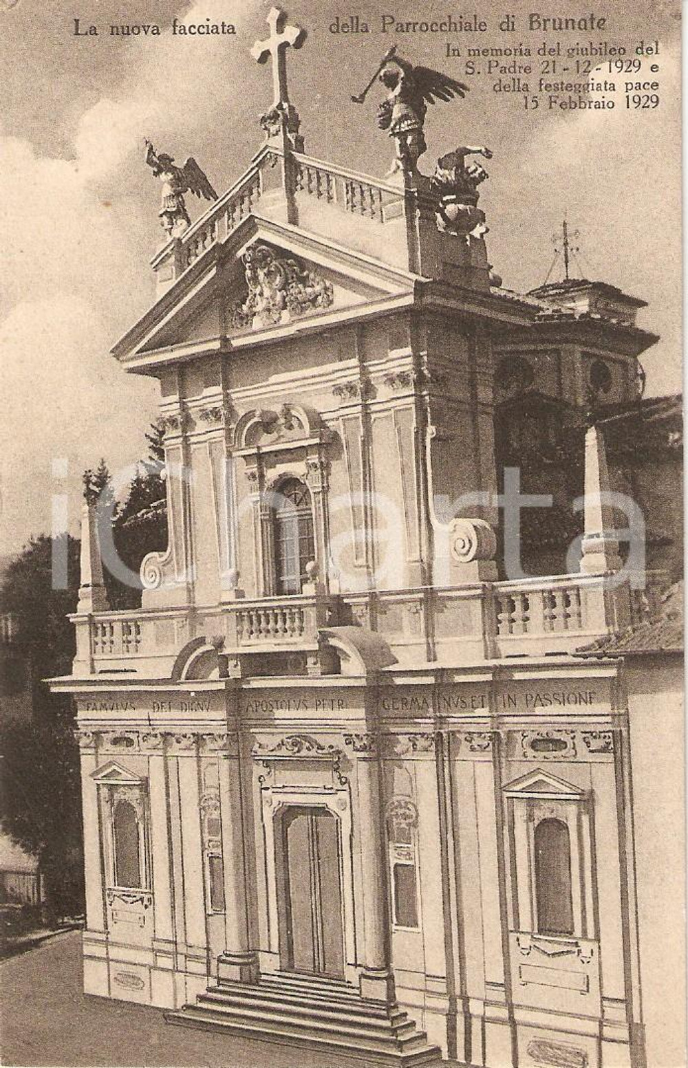 Cartolina originale da collezione 1929 BRUNATE (CO) Chiesa di SANT'ANDREA Nuova facciata per il GIUBILEO Cartolina 1