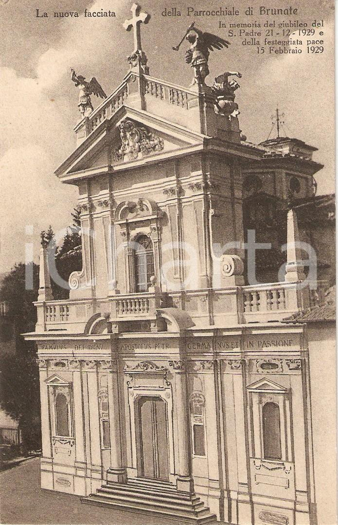 Cartolina originale da collezione 1929 BRUNATE CO Chiesa di SANT ANDREA Nuova facciata per il GIUBILEO Cartolina 1