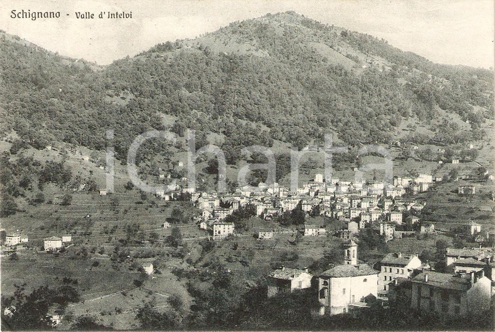 Cartolina originale da collezione 1930 SCHIGNANO CO Veduta del paese VALLE D INTELVI Cartolina FP VG 1