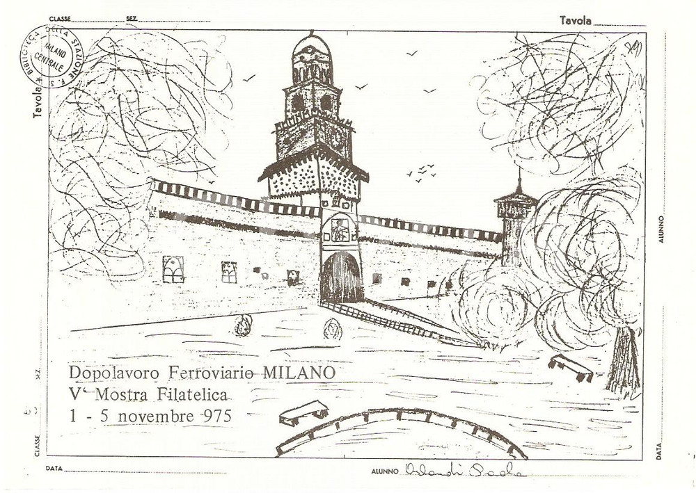 Cartolina originale da collezione 1975 MILANO 5° Mostra Filatelica Ferroviaria DLF Dopolavoro ferroviario FG 1