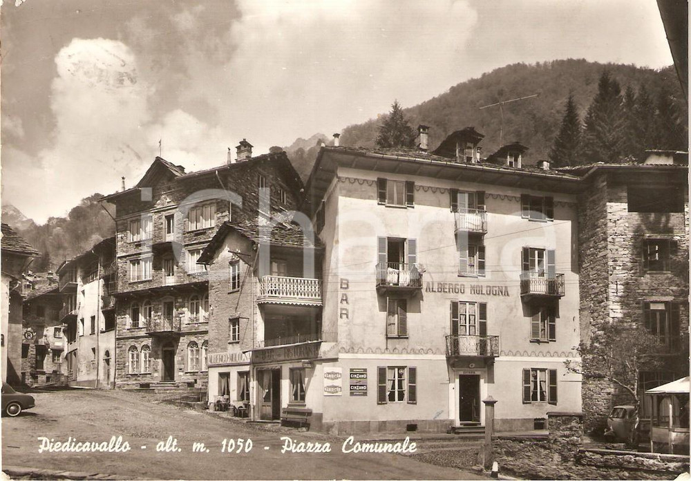 Cartolina originale da collezione 1955 ca PIEDICAVALLO BI Albergo MOLOGNA Insegna CINZANO GanciaCartolina 1