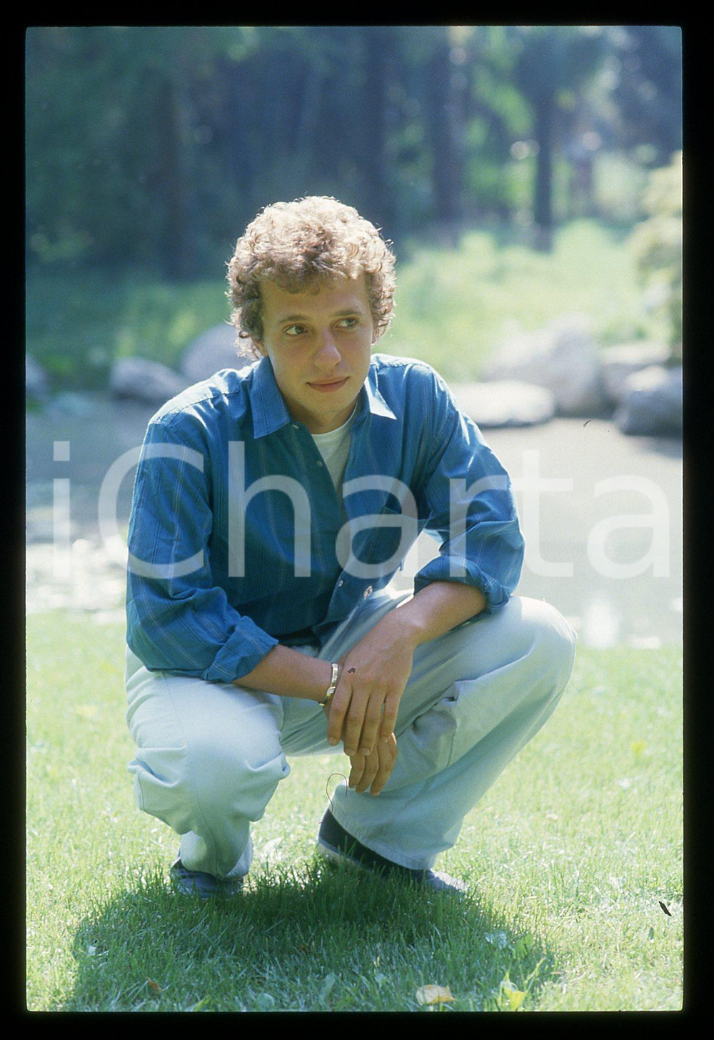 Fotografia d epoca originale 35mm vintage slide 1985 ca MUSICA Mike FRANCIS  Ritratto del cantante 26 1