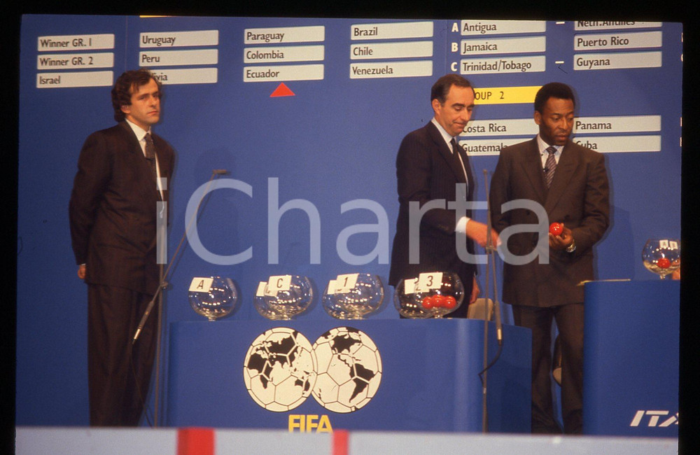 35mm vintage slide* 1989 ROMA ITALIA '90 PELÉ Michel PLATINI sorteggio gironi 3