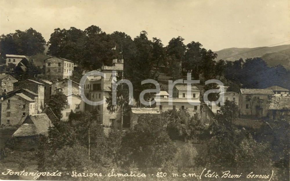 Cartolina originale da collezione 1925 FONTANIGORDA (GE) Veduta panoramica dell'abitato *Cartolina postale FP VG 1