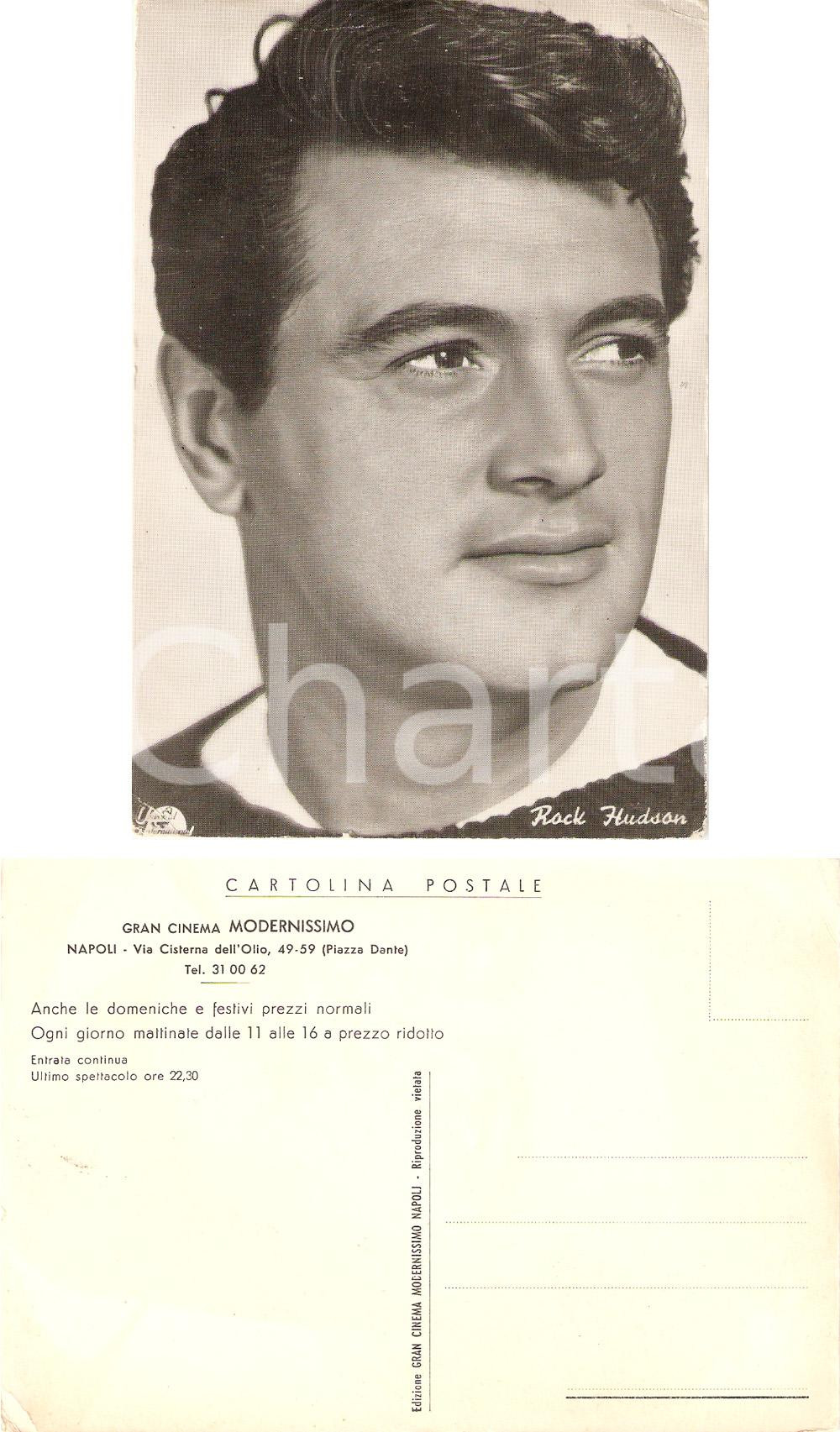 Cartolina originale da collezione 1955 ca NAPOLI Gran cinema Modernissimo Rock HUDSON Ritratto *Cartolina FG NV 1