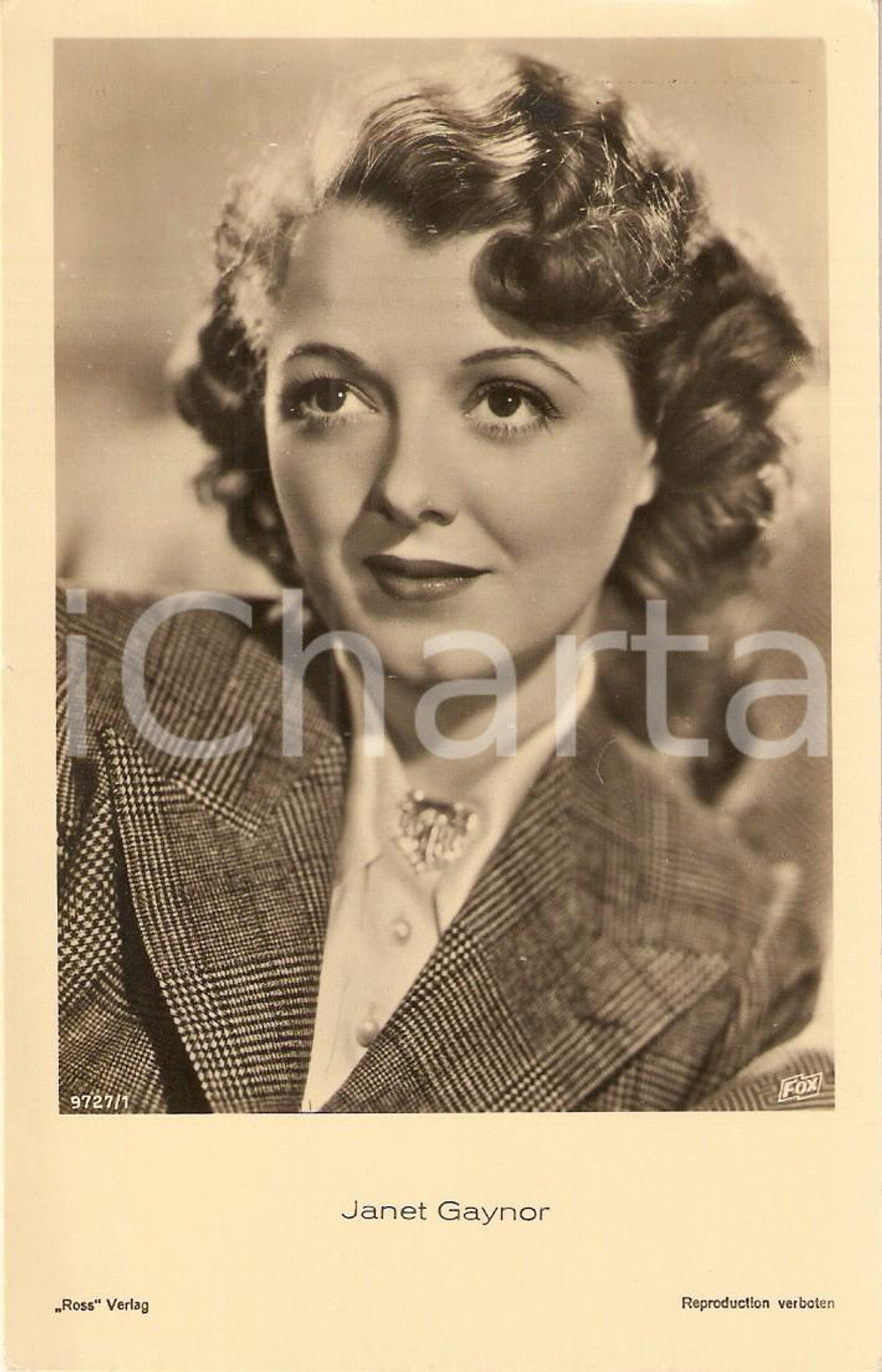 Cartolina originale da collezione 1930 CINEMA Portrait Janet GAYNOR Actress FOX *Cartolina FP NV 1