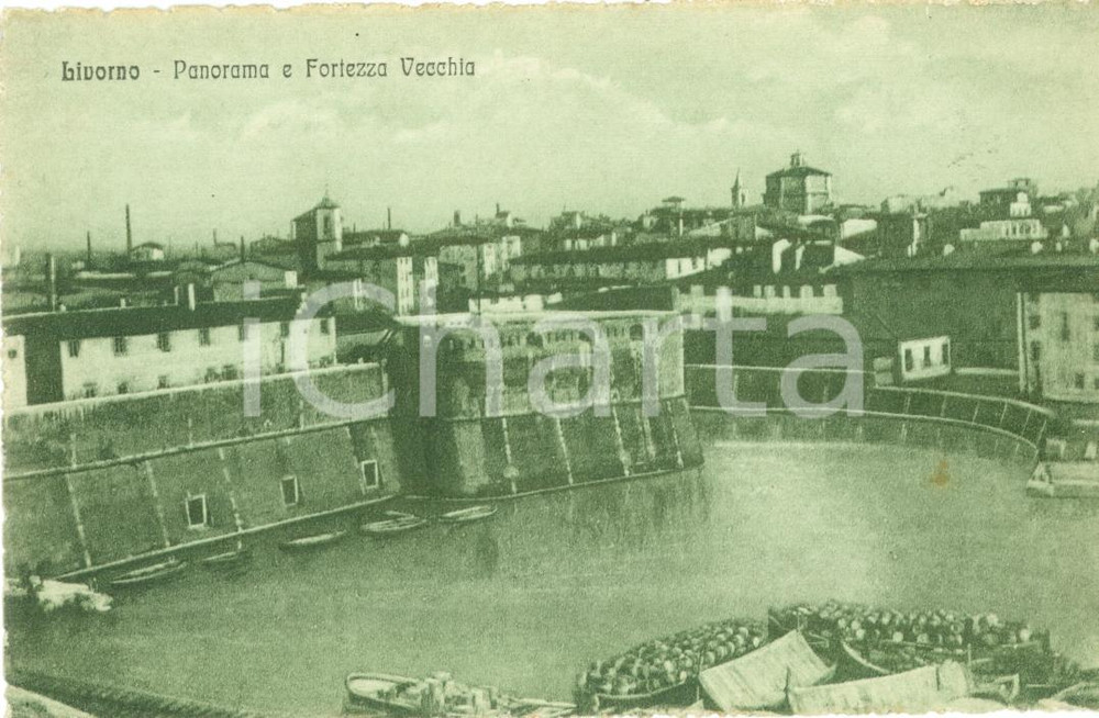 Cartolina originale da collezione 1930 ca LIVORNO Panorama della Fortezza Vecchia Cartolina FP NV 1