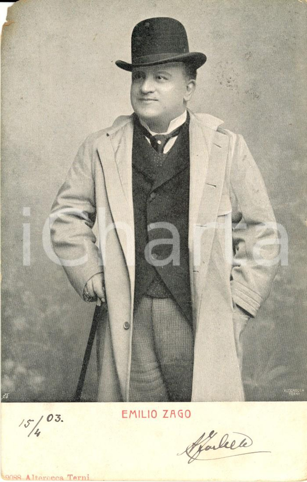 Cartolina originale da collezione 1903 Emilio ZAGO - Attore di Teatro 1