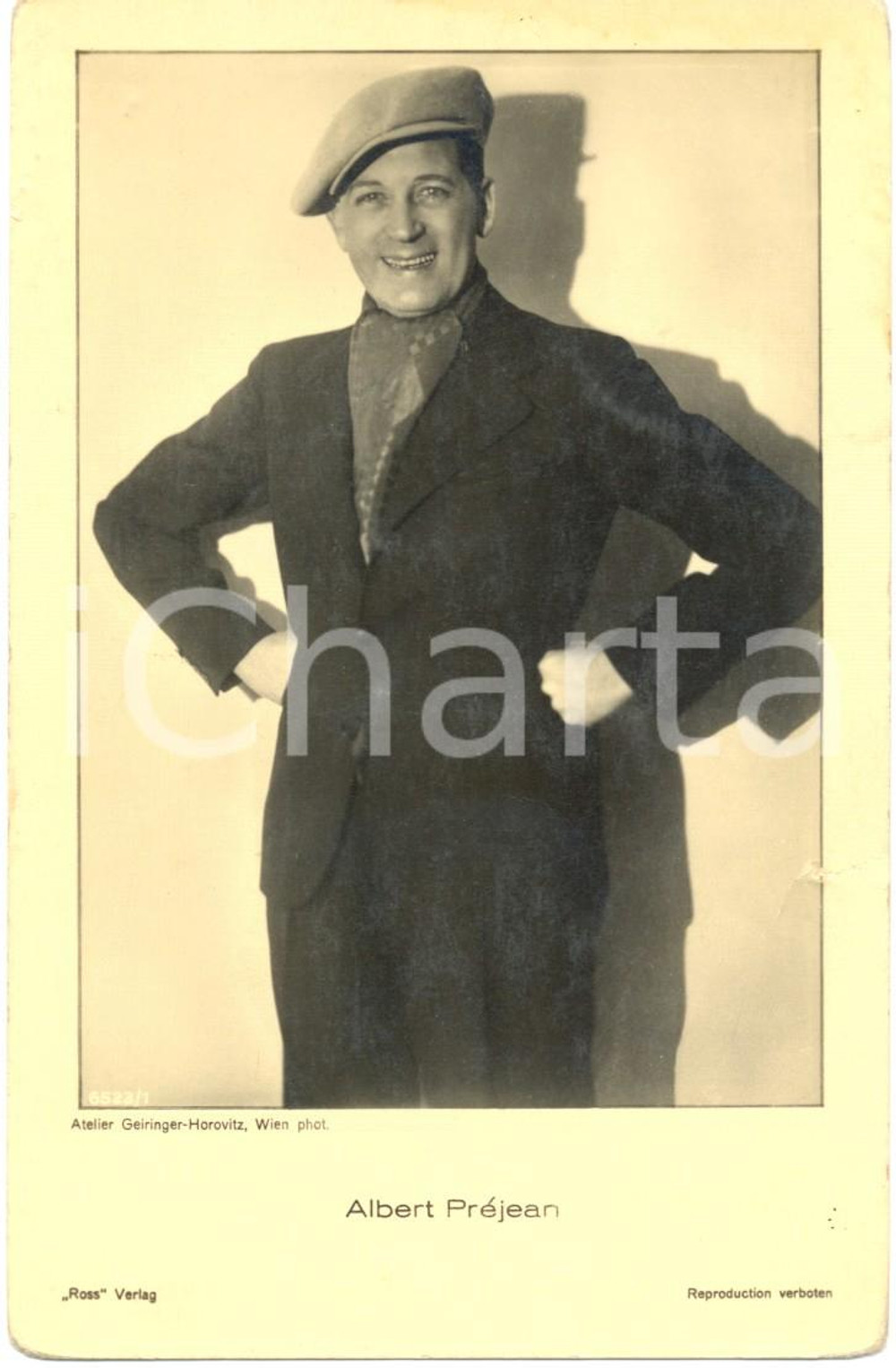 Cartolina originale da collezione 1936 Albert Prejean  Attore Immagine d epoca 1