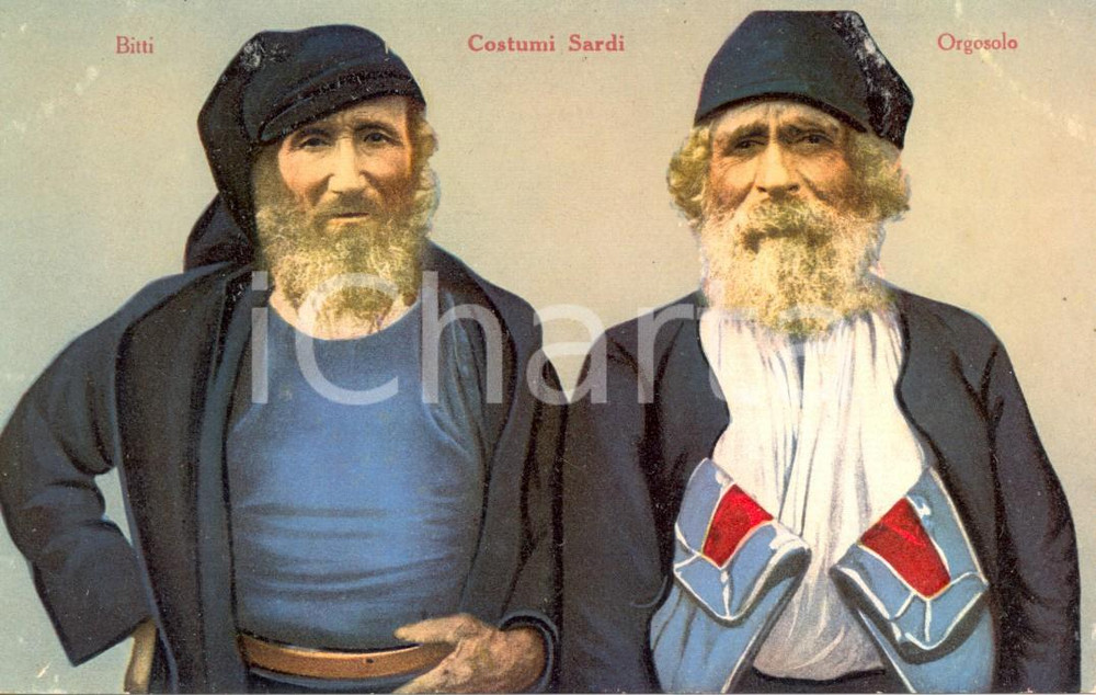 Cartolina originale da collezione 1920 ca BITTI NU Anziani in costumi tipici sardi Cartolina postale FP NV 1