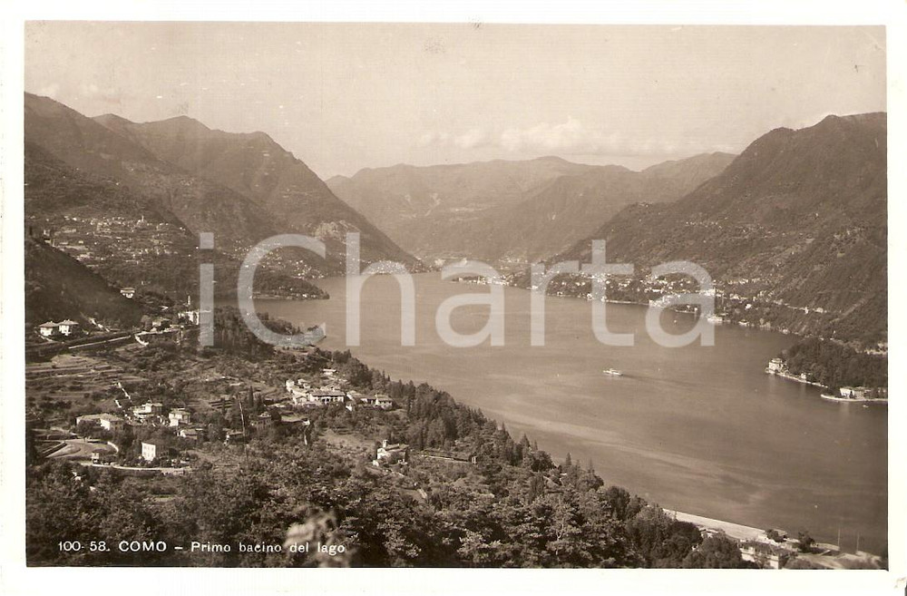 Cartolina originale da collezione 1934 COMO Primo bacino lago *Cartolina annullo Mostra Rivoluzione Fascista FP VG 1